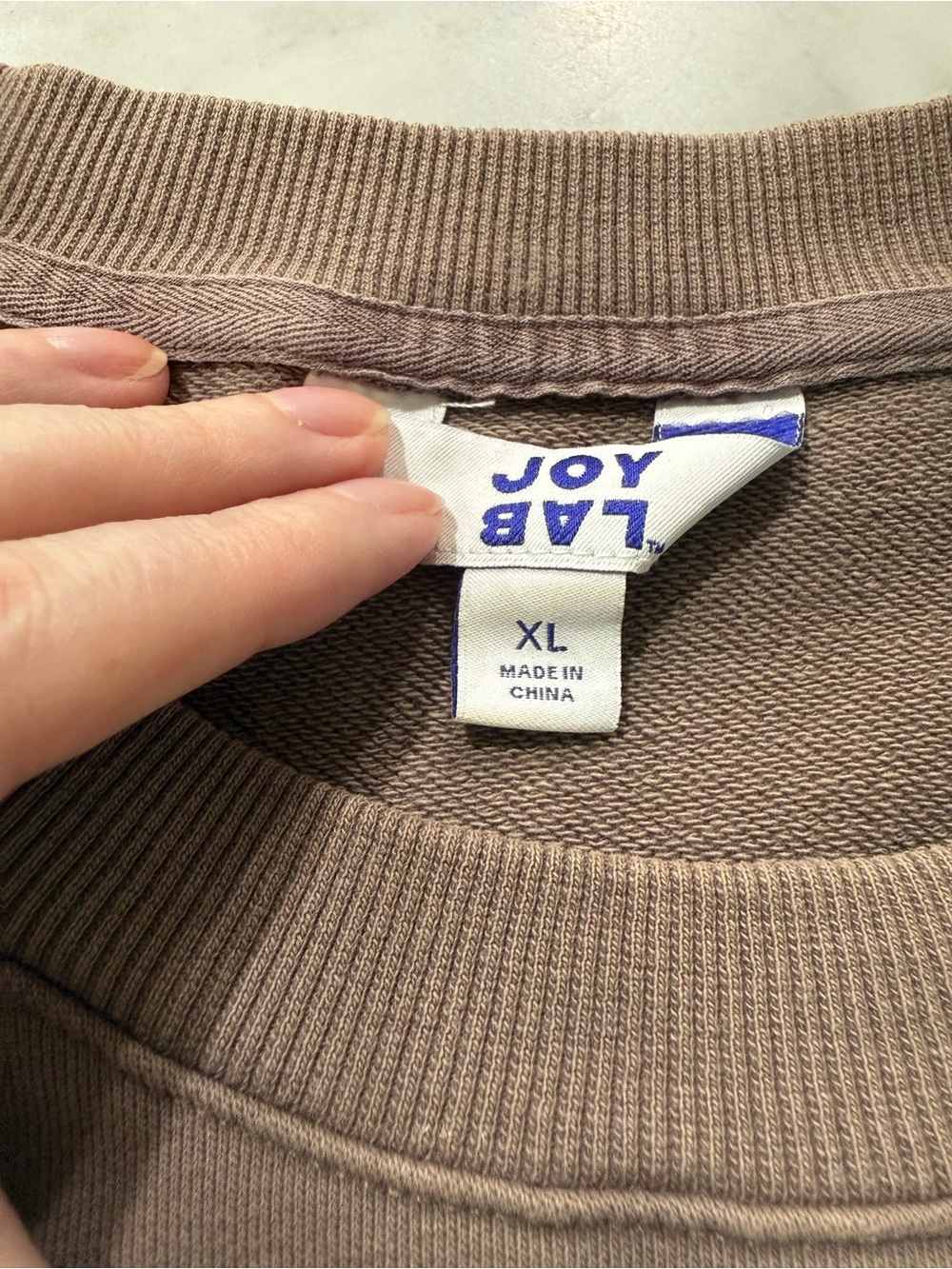 JoyLab Oversized Cropped Sweatshirt Taupe Brown XL Boxy Crewneck - Picture 4 of 6